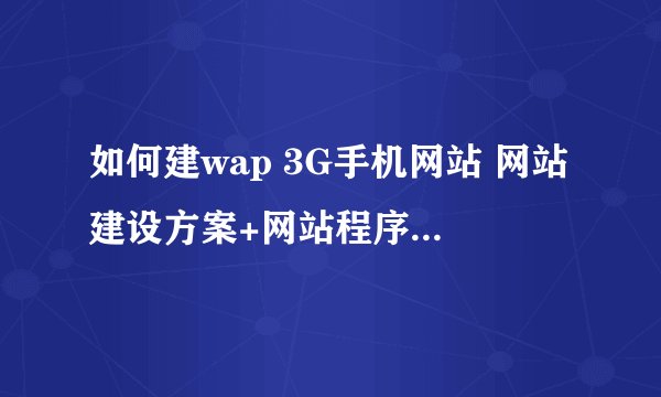 如何建wap 3G手机网站 网站建设方案+网站程序+加网站建设方案 请大家介绍些案例和公司来参考一下。 我准备