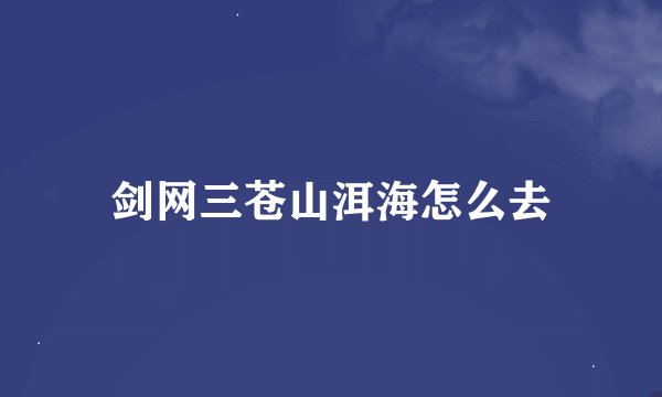 剑网三苍山洱海怎么去
