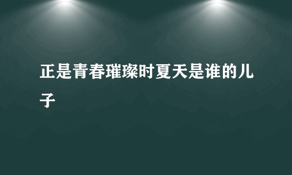 正是青春璀璨时夏天是谁的儿子