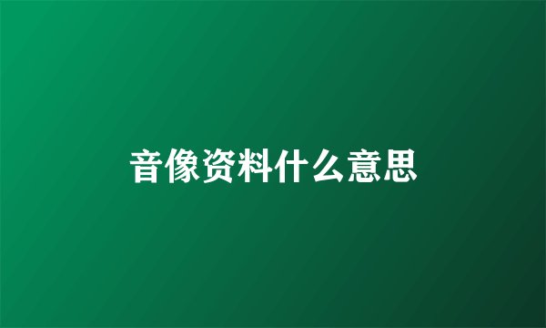 音像资料什么意思