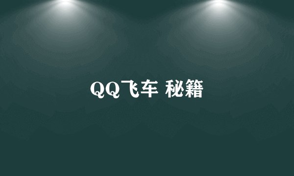 QQ飞车 秘籍