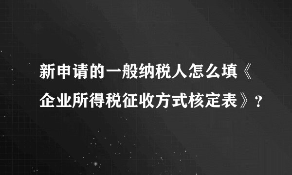新申请的一般纳税人怎么填《企业所得税征收方式核定表》？