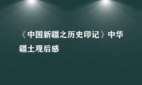 《中国新疆之历史印记》中华疆土观后感