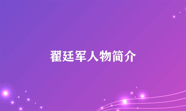 翟廷军人物简介