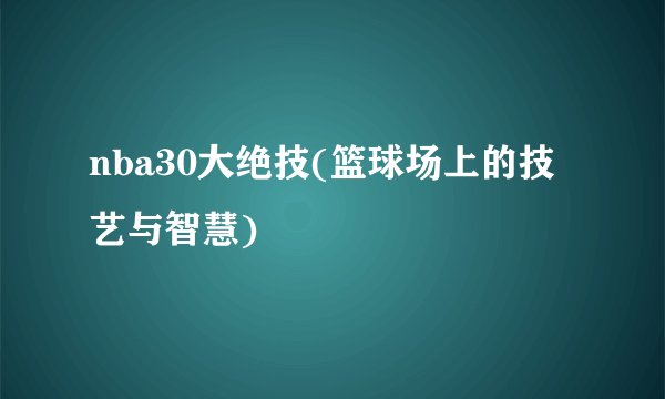 nba30大绝技(篮球场上的技艺与智慧)